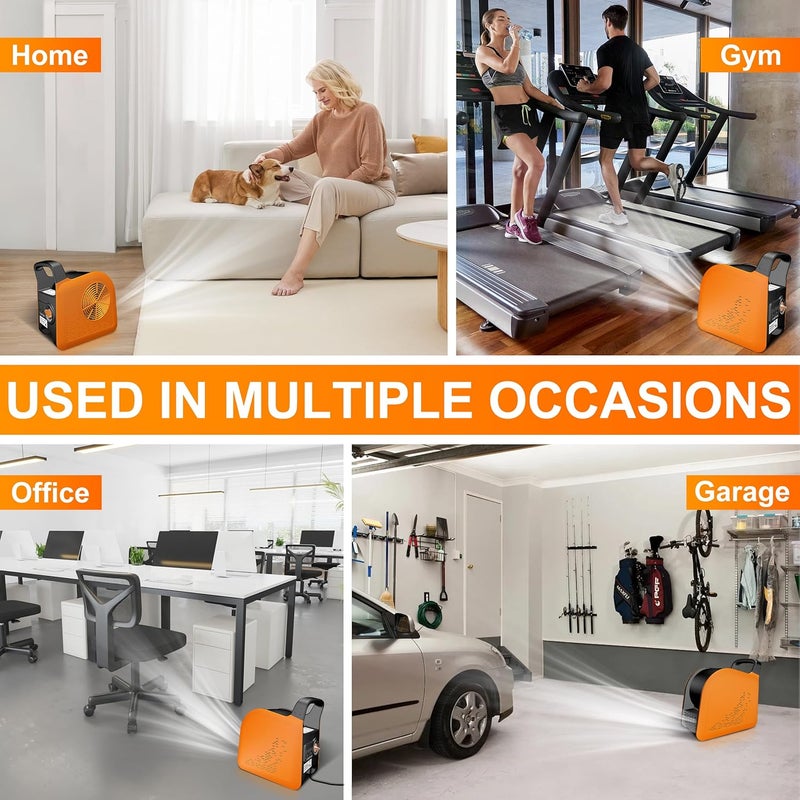 Puligoth Portable Blower Fan for Home: High Velocity Floor Fans for Cooling and Drying - Air Mover with 185° Rotating for Bedroom, Garage, Shop and Gym, 3 Speeds Utility Fan with 2 AC Outlets, Orange - Image 2